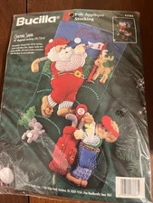 Vtg Bucilla GOLFING SANTA Christmas Stocking Felt 18" Stocking Kit 83383 1996