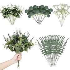 Artificial Eucalyptus Leaves Stems 120 Pcs 4 Kinds Mixed Fake Silver Dollar E...