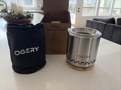 OGERY Stainless Steel Tabetop Fire Pit with Stand and Travel Bag
