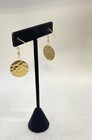 14K Yellow Gold Hammered Disc Dangle Earrings 1.5" Drop 2.17g — photo 5