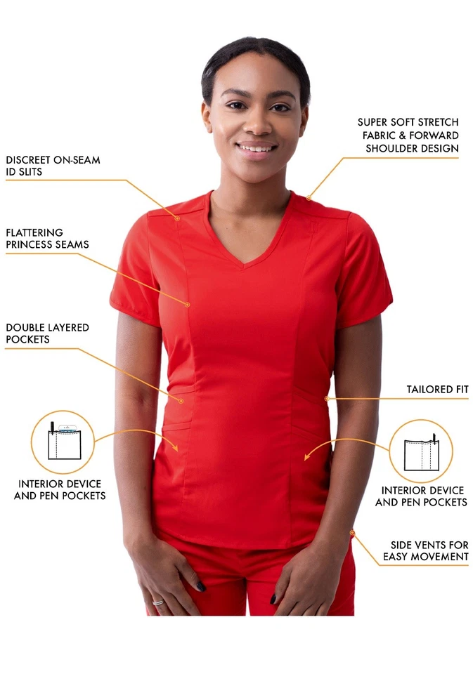 Adar Pro Modern Athletic Women Modern V-Neck Scrub Top & Scrub Pants - Image 3 of 4