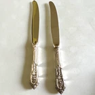 Wallace Sterling Silver  Knives (2) with stainless steel Floral Handle Pattern,