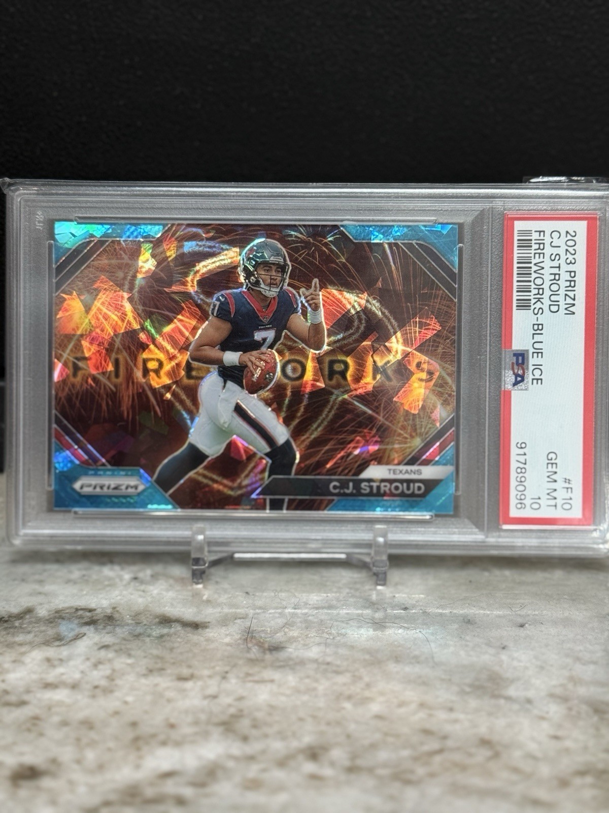 CJ Stroud Panini Prizm Fireworks #F10 Blue Ice