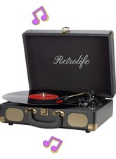Vintage RetroLife 3-Speed Bluetooth Suitcase Turntable