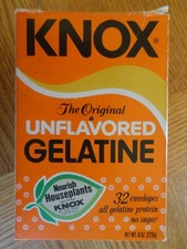 Vintage KNOX The Original Sparkling Unflavored Gelatine Gelatin Box 18 Envelopes