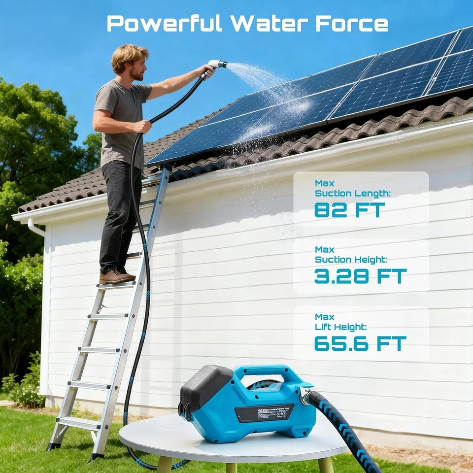 Seesii Cordless Water Transfer Pump 760GPH 2×4,0Ah Self-Priming for RV/Pool/Gard - image 3 of 4