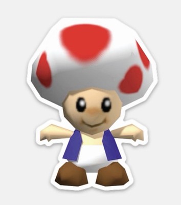 3  Toad Sticker  Super Mario Nintendo Vinyl Decal Matte Finish Dishwasher Safe