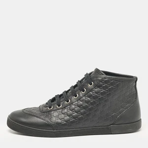 Baskets montantes Gucci en cuir noir Microguccissima pointure 36,5