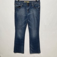 Express Women's Medium Wash Blue Denim 5-Pocket Boot Cut Jeans 8 Regular