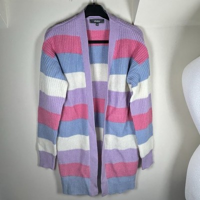 Pastell bunt gestreifter Strick Cardigan von Studio Größe 8-10 Funky Knitwear