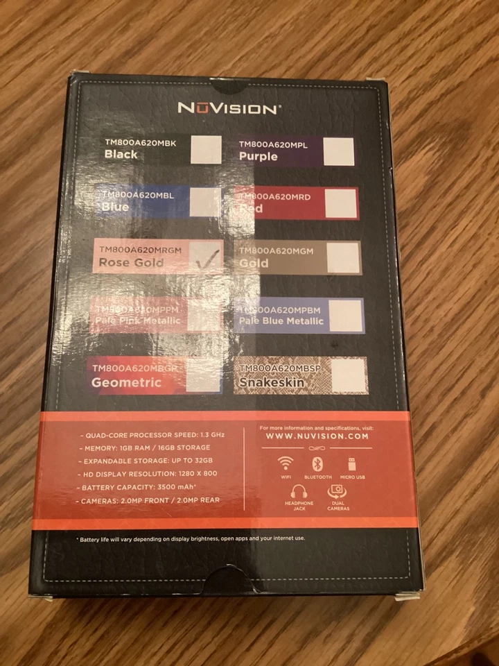 NuVision HD Tablet 8” 16 GB Memory, W/Custom Sleeve & Cleaning Cloth, Rose Gold - Image 2 of 3