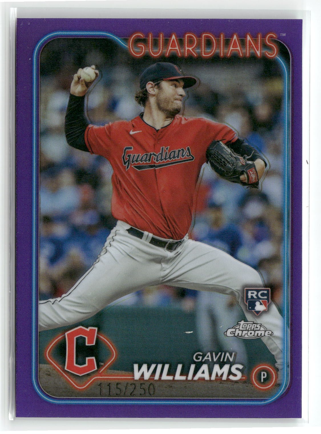 2024 Topps Chrome #15 Gavin Williams Purple Refractors /250 Cleveland Guardians