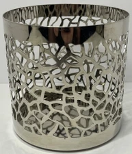 Yankee Candle Matrix Small Silver Chrome Metal Candle Holder Sleeve EUC