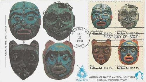 Pacific Northwest Indian Masks #1834-37 FDC Andrews Cachet M5226