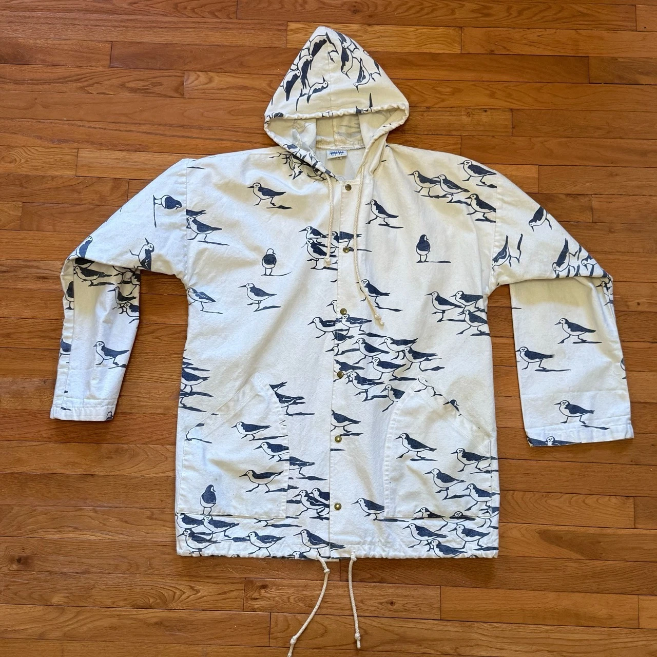 Michigan Rag Co Shorebird Print Hooded Jacket Size S/M Rare Print! image 2
