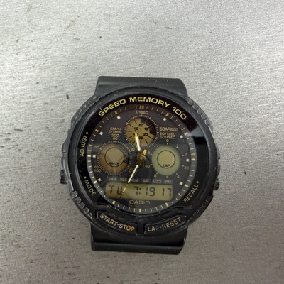 Casio Speed Memory AW-20 Watch Men 41mm Analog Digital Black Tone New Battery BH