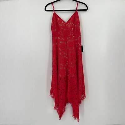Lulus Womens Dress Size XS Red One Wish Lace Asymmetric Hem