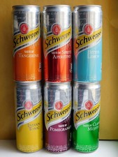 SCHWEPPES MIX Empty Soda Cans 330ml Ukraine 2023 Bottom Open Set of 6