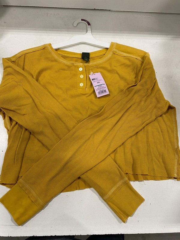 Wild Fable Women's Mustard Yellow Long Sleeve raw Hem Crop Top Size XX-Large