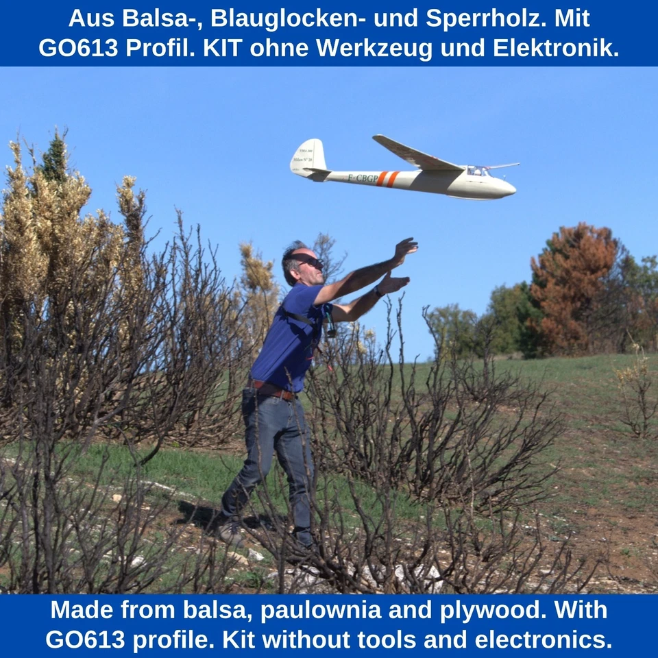 DFS Weihe 50 Modellflugzeug Kit Lasercut RC Holzbausatz Segelflugzeug Baukasten - Bild 3 von 4