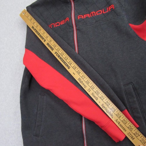 Under Armour Mens Storm Jacket L Gray Red Quilted Active Full Zip Pocket - Picture 11 of 12