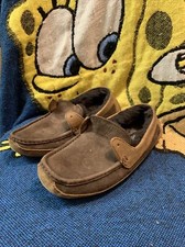 Ugg Australia Byron Leather Moc Slippers Shearling Lined 5102 Men 9 US Brown