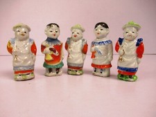 Vintage Porcellana Statuette Ragazzi Holding Bugle IN Mano Fatto Giappone 5 PC "
