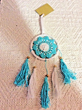 Dreamcatcher White  Blue With Beads 12  