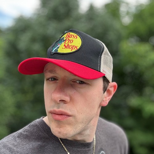 Bass Pro Shops Truckermütze Kappe Netzrücken schwarz rot Outdoor Angelausrüstung - Bild 5 von 7