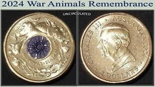 Australia 2024 War Animals Remembrance $2 Purple Poppy coin ~ Uncirculated