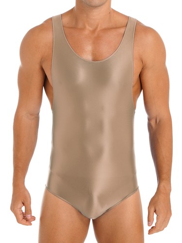 Freebily Mens Shiny Glossy One Piece Swimsuit High Cut Thongs Leotard AU - Picture 45 of 82