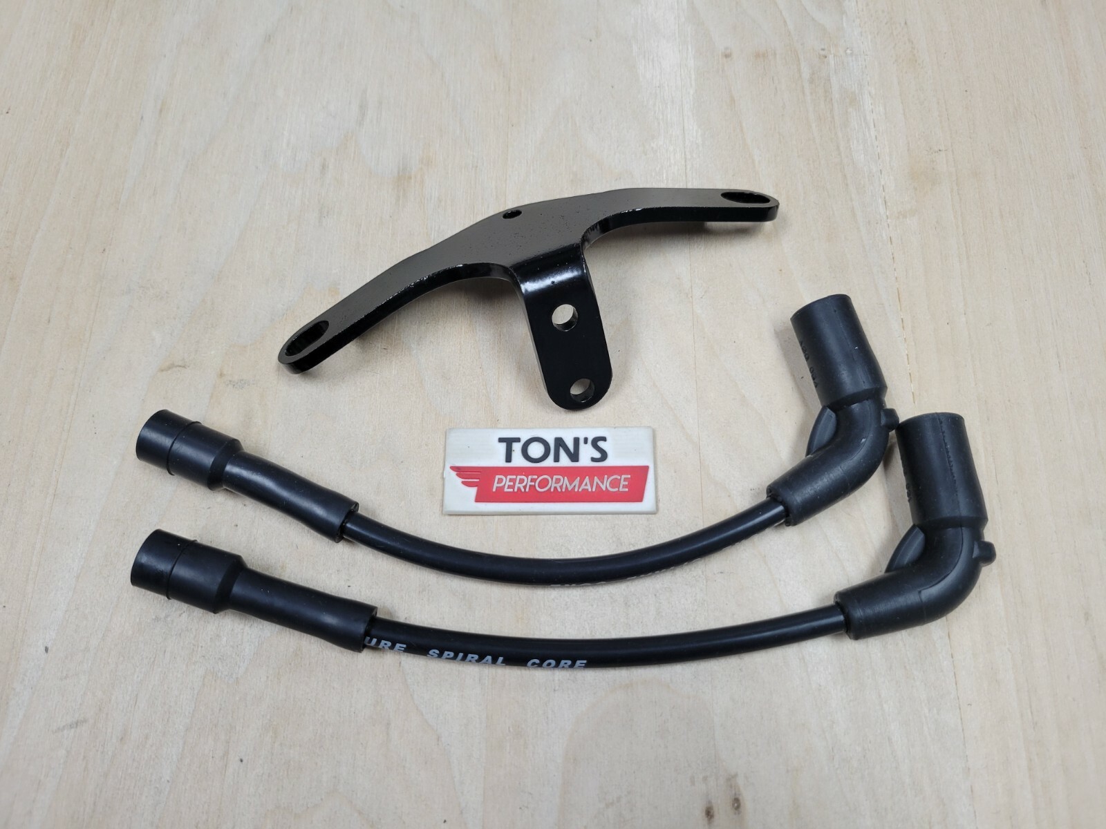 Ton's Harley Sportster Coil Relocation kit with Black Spark plug wires