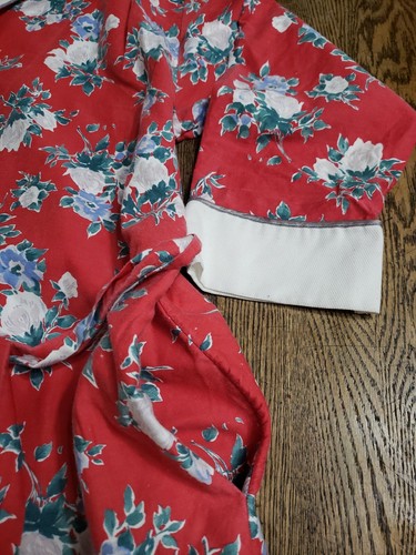 Vintage Mary McFadden Womens Robe Red Floral Size P Petite Pockets USA - Picture 3 of 6