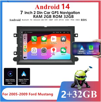 For 2005-09 Ford Mustang 7'' Android 14 2GB＋32GB Car Stereo Radio GPS Navigation