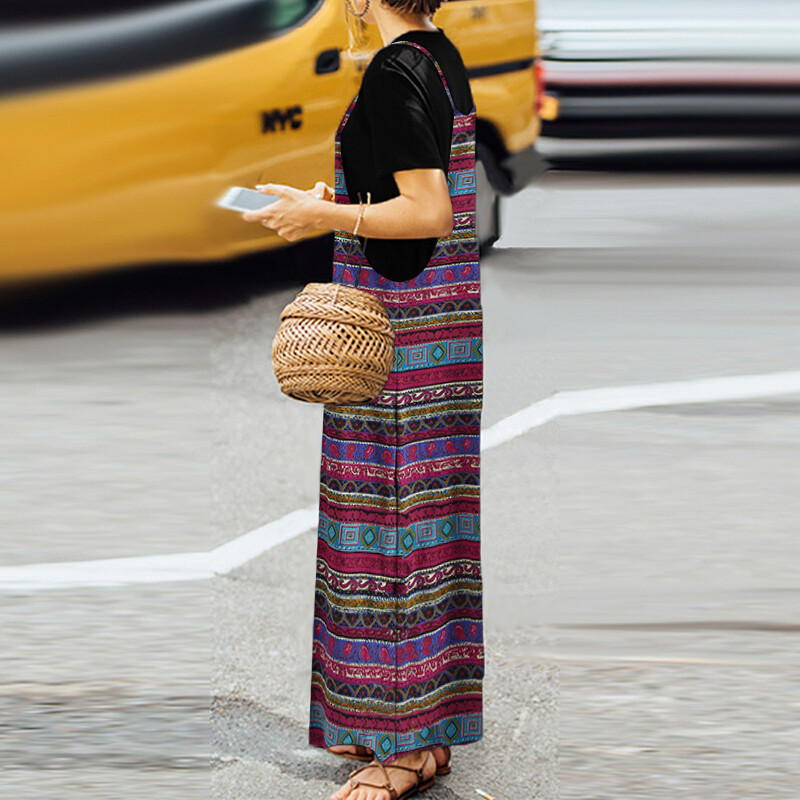 Jumpsuit Overalls ZANZEA Women's Cotton Overalls &ndash; Wide-Leg Boho Jumpsuit In Black, Navy, Green Boho Jumpsuit Overalls