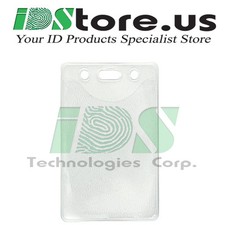 50 Clear Vinyl Vertical Badge Holder with Slot and Chain Holes, 2.3" x 3.38"