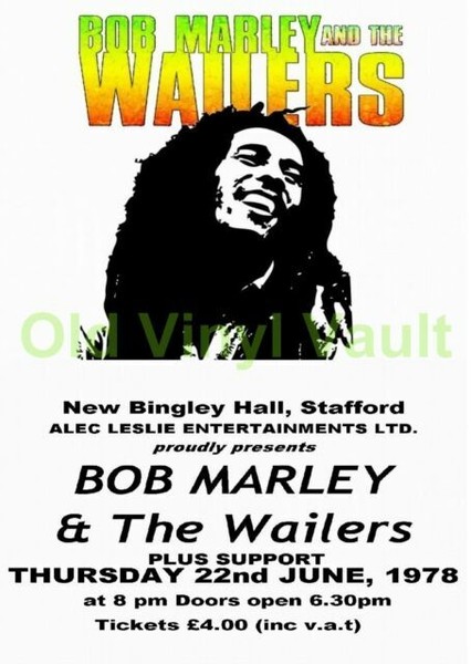 Bob Marley & The Wailers Concert Poster Bingley Hall 1978 ...