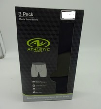 Athletic Works Men's Nylon Boxer Briefs Underwear 3 Pk 9'' Inseam Green Black