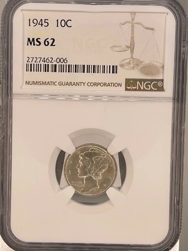 1945 Mercury Dime NGC MS 62