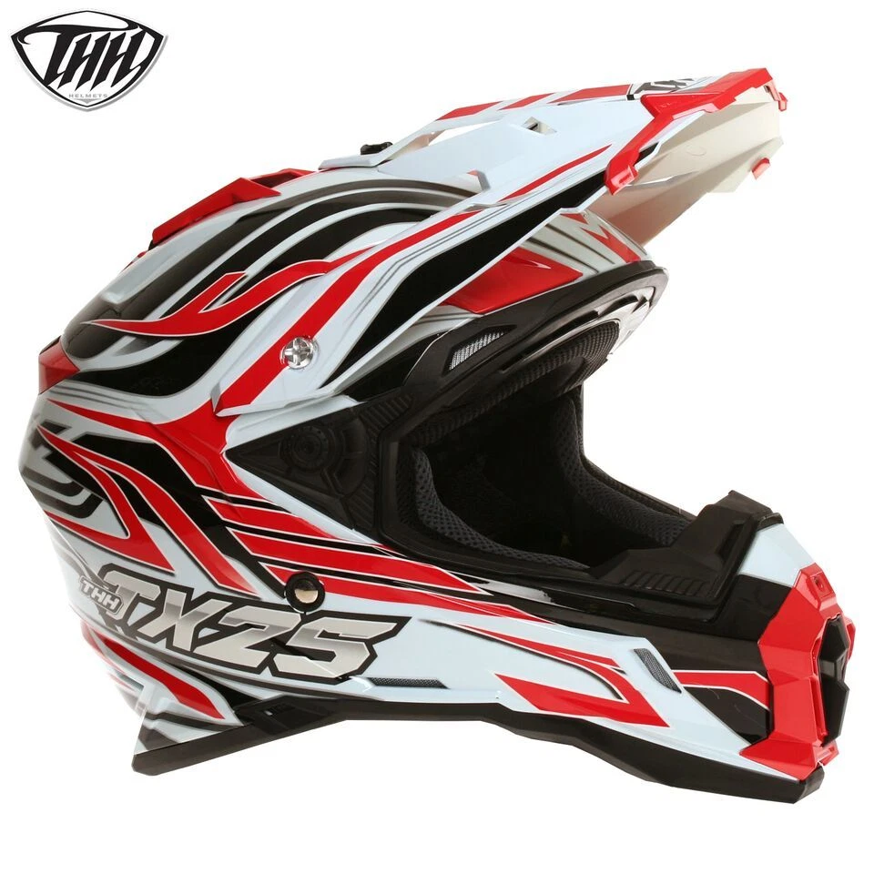 THH TX25 GLOSS RED WHITE MX BLADE ENDURO OFFROAD MOTORCYCLE MOTORBIKE HELMET eBay