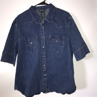 Lauren Jeans Co Womens Denim Western Yoke Shirt Size 20W