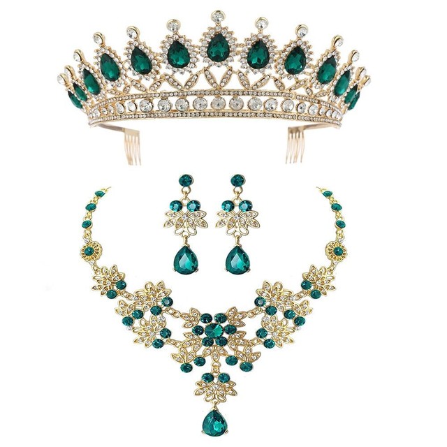 Women Crystal Necklace Baroque Tiaras Crown Bridal Earrings Wedding Jewelry Set Women Crystal Necklace Baroque Tiaras Crown Bridal Earrings Wedding Jewelry Set