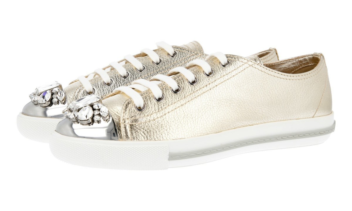 【送料込み】miu miu★SALE★5BB114 MIU MIU by PRADA CRYSTAL SNEAKERS BLING SHOES 5E8557 GOLD | eBay