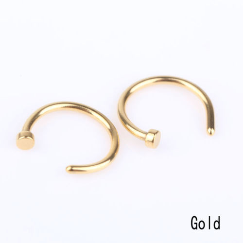 Unisex Small Fake Nose Ring Ear Lip Body Piercing Jewellery Silver Gold Black - Picture 5 of 9