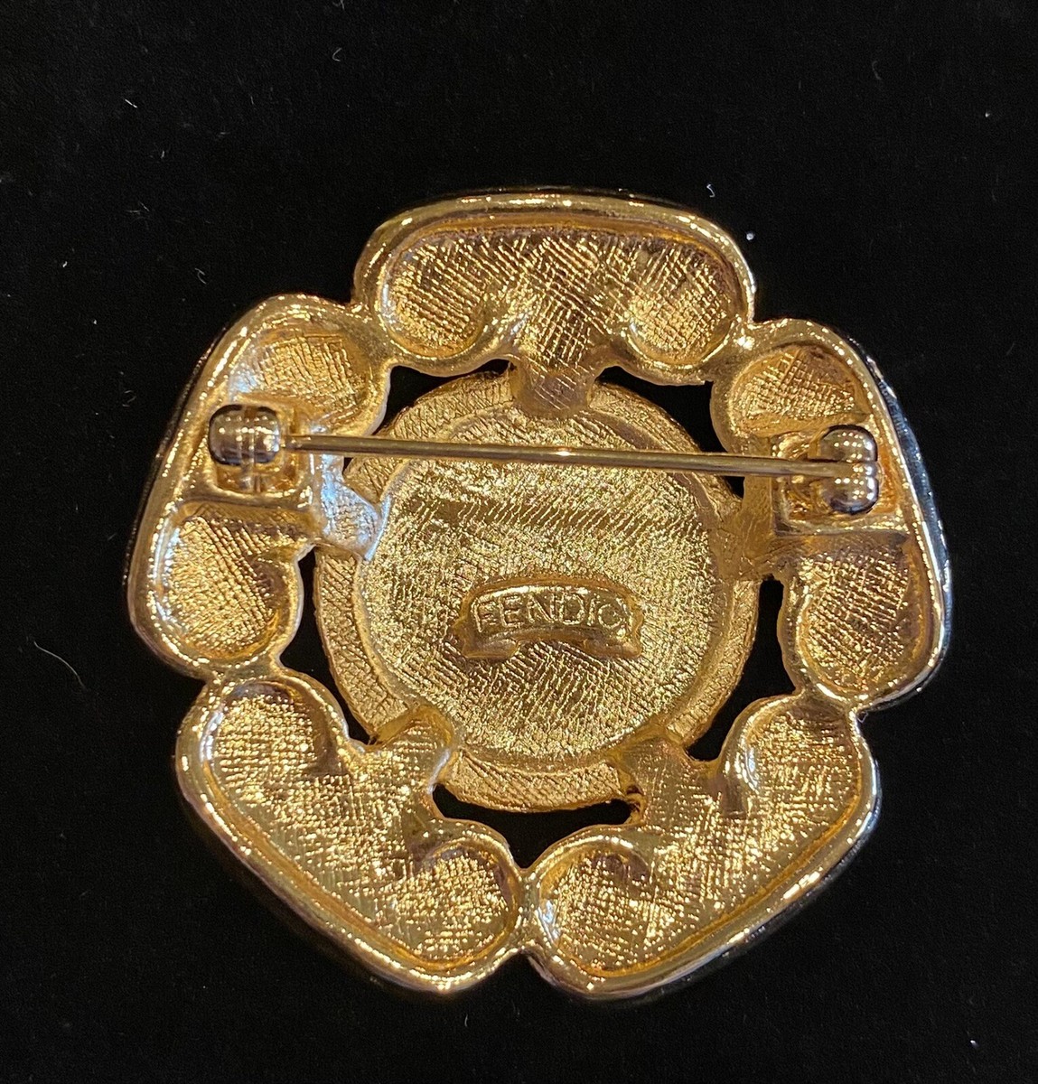 Vintage Fendi Roma Gold Plated Logo Brooch | eBay