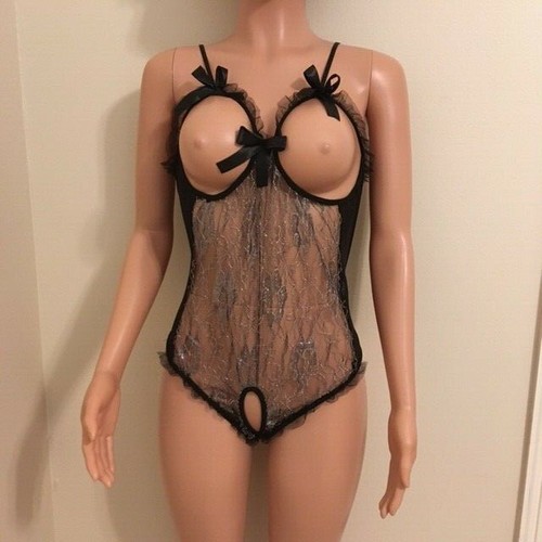 Audace orsacchiotto all'uncinetto aperto e seno esposto con filo argento - rosso o nero - Foto 13 di 17