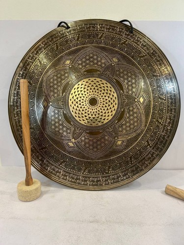 20" Extra large flower of life hand made Tibetan MANTRA gong meditation yoga - Picture 2 of 7