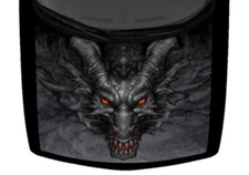 Scaled Dragon Face Snarling Hood Wrap Truck Car Vinyl Graphic Decal 58x65 Grey