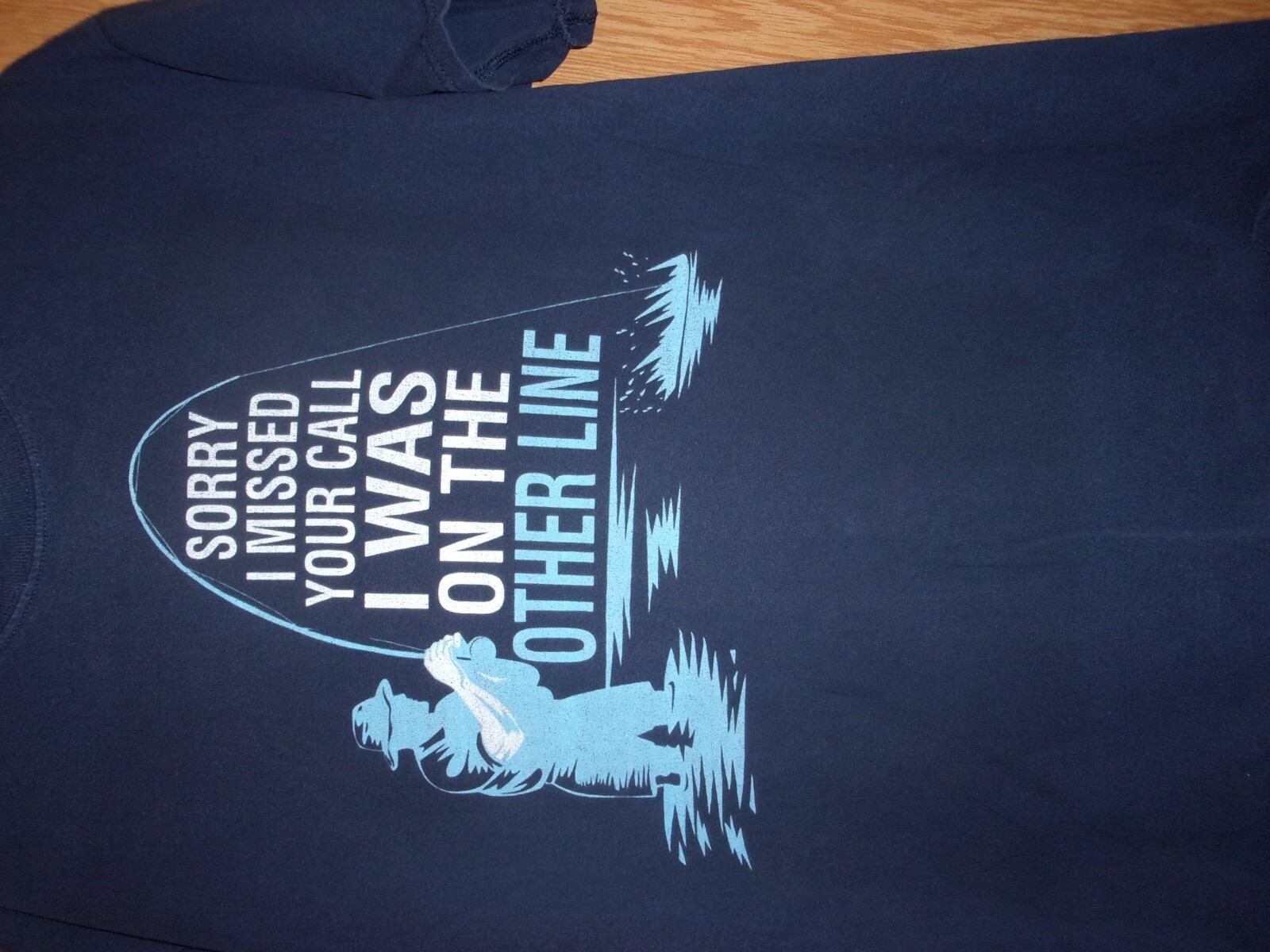 ALTRA T shirt FLY FISHING SORRY I WAS ON THE OTHER LINE blu XL