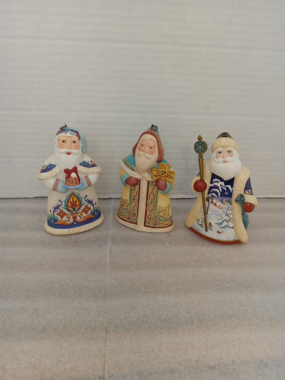 Set Of 3 Vintage Hallmark Old World Santas.  One Italy, Ireland, Russia. 4 In.